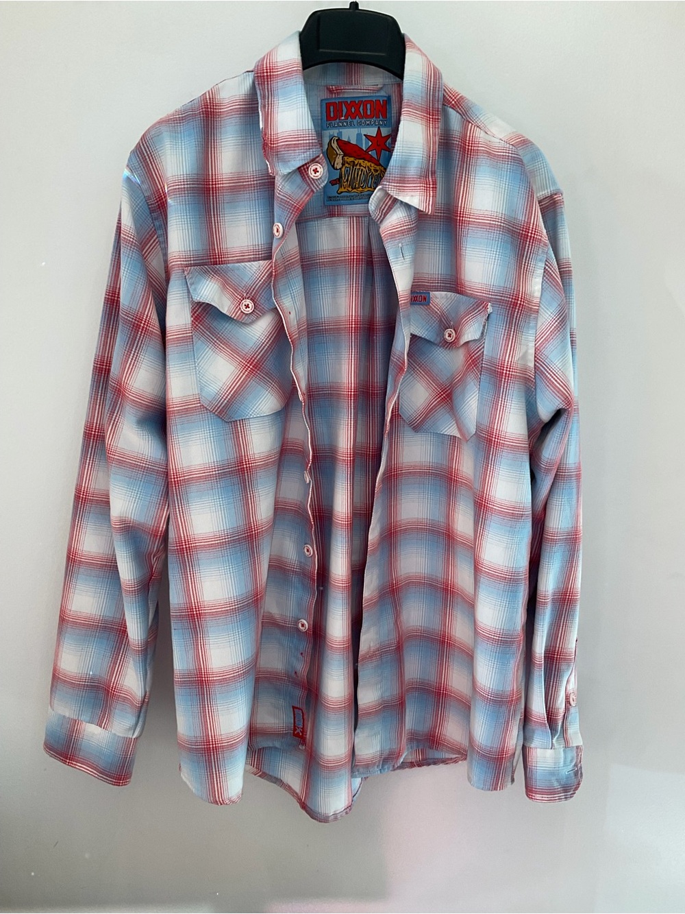 DIXXON Windy City Limited Edition Light Blue & Red Plaid Men's Button-Down Shirt
